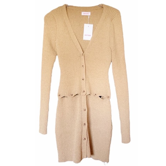 NWT NOVAN Birdie Cable-Knit Long-sleeve Mini Dress - Picture 3 of 8